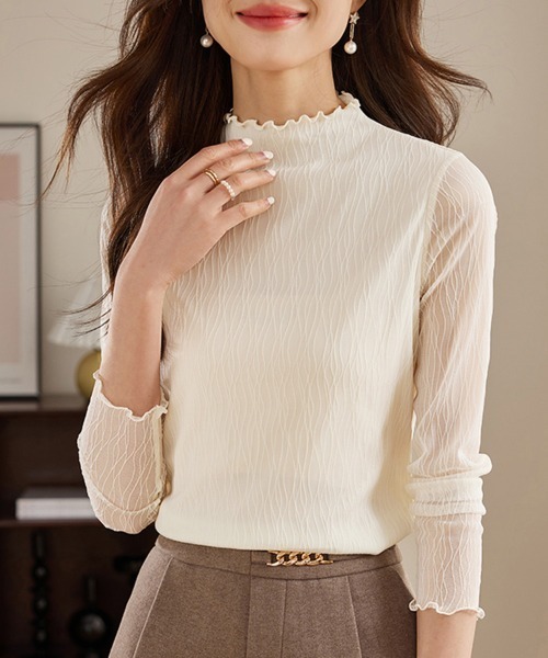 ReRe(リリ)の「ハイネックシアーブラウス(シャツ/ブラウス・レディース・ベージュ/カーキ/ブラック・MEDIUM/X-LARGE/LARGE)」の11枚目の写真