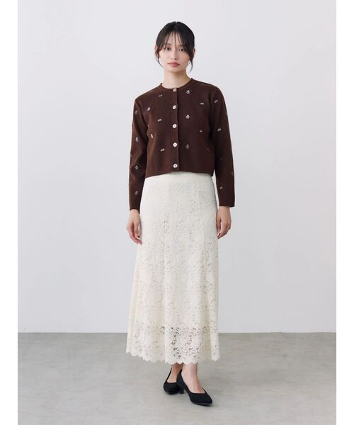 TONAL(トーナル)の「モールレースナロースカート(スカート・レディース・ブラウン/ライトブルー/アイボリー・MEDIUM/SMALL)」の8枚目の写真