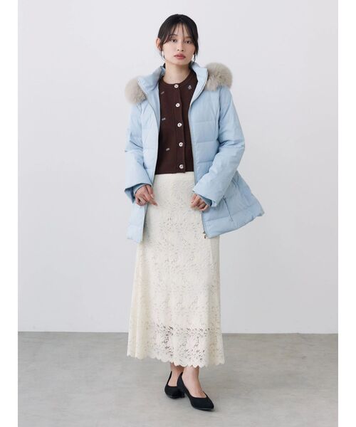 TONAL(トーナル)の「モールレースナロースカート(スカート・レディース・ブラウン/ライトブルー/アイボリー・MEDIUM/SMALL)」の9枚目の写真
