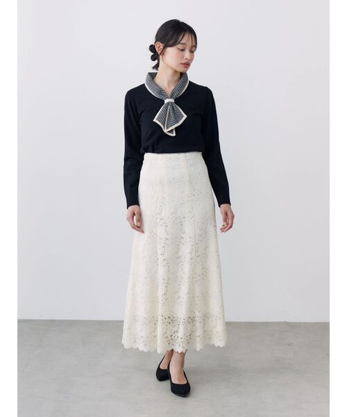 TONAL(トーナル)の「モールレースナロースカート(スカート・レディース・ブラウン/ライトブルー/アイボリー・MEDIUM/SMALL)」の10枚目の写真