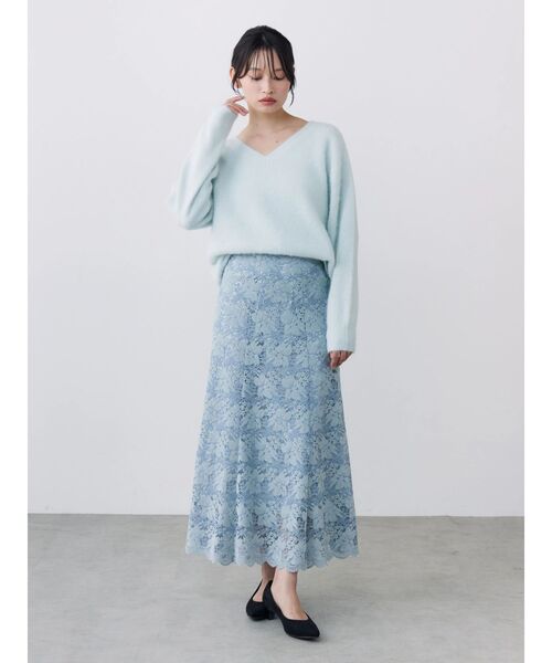 TONAL(トーナル)の「モールレースナロースカート(スカート・レディース・ブラウン/ライトブルー/アイボリー・MEDIUM/SMALL)」の17枚目の写真