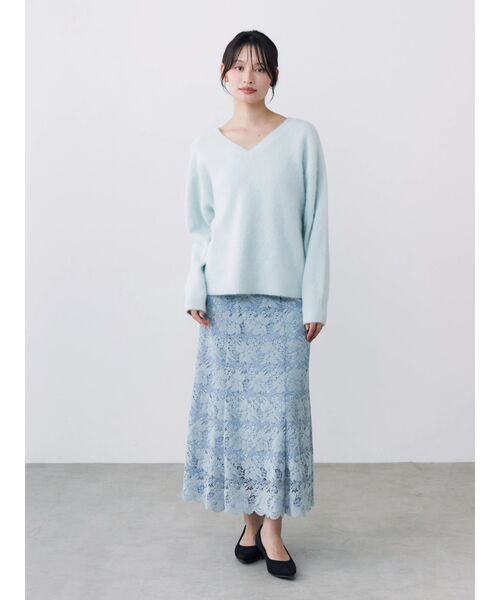 TONAL(トーナル)の「モールレースナロースカート(スカート・レディース・ブラウン/ライトブルー/アイボリー・MEDIUM/SMALL)」の18枚目の写真