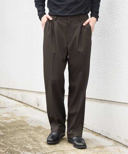 SHIPS any(シップス エニィ)の「〈撥水/手洗い可能〉CALNAVA(R) 2タック セミワイド テーパード イージーパンツ◆(スラックス・メンズ・ブラウン/チャコールグレー/ネイビー・MEDIUM/LARGE/SMALL/X-LARGE)」の1枚目の写真