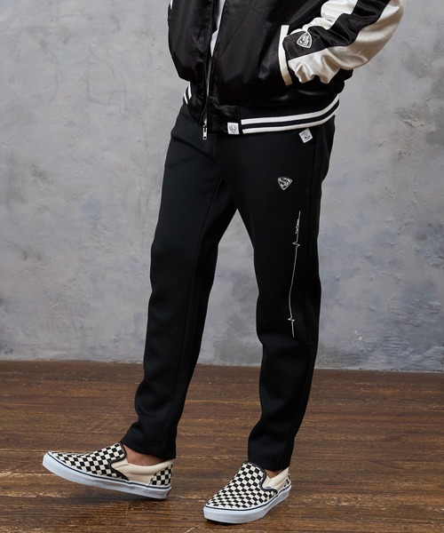 No Rain No Rainbow(ノーレインノーレインボー)の「mp15422- heartbeat print climb pants クライムパンツ(NR26W-17)(その他パンツ・メンズ・ネイビー/ブラック×ホワイト/ブラック×ピンク・L/S/M)」の2枚目の写真