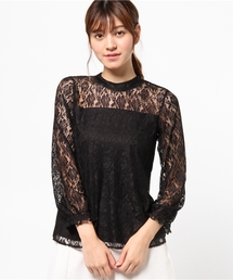 E hyphen world gallery | スタンドカラーレースブラウス(シャツ/ブラウス)
