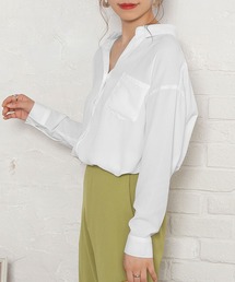 Newlyme | (ブラウス・シャツ)　前後差ジョーゼットスキッパーシャツ(シャツ/ブラウス)