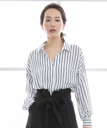 前後差ジョーゼットスキッパーシャツ