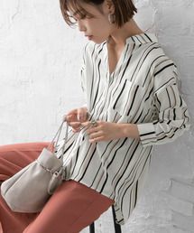 前後差ジョーゼットスキッパーシャツ