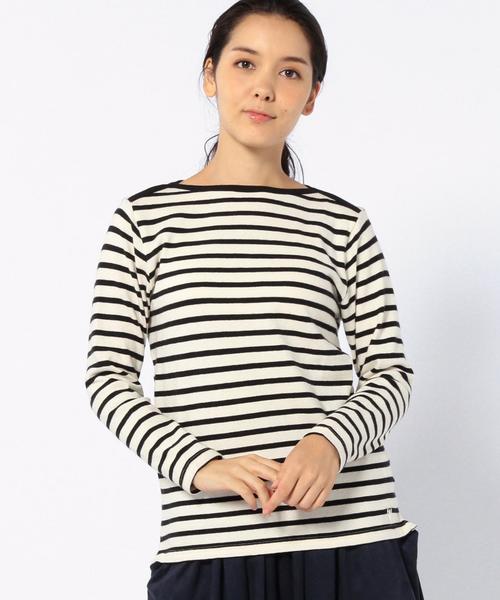 coen（コーエン）の「天竺ボーダーボートネックカットソー（Tシャツ/カットソー・レディース・オフホワイト/ネイビー・MEDIUM/LARGE）」の6枚目の写真