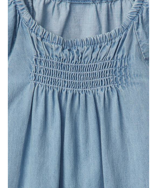 GAP(ギャップ)の「シャンブレー フラッタースリーブ ショートオール(ロンパース・キッズ・ライトインディゴブルー・80cm/60cm/70cm/90cm/50cm)」の3枚目の写真