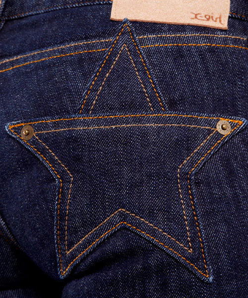 X-girl（エックスガール）の「STAR POCKET JEAN（デニムパンツ・レディース・ブラック/インディゴブルー・24inch/25inch/26inch/27inch）」の6枚目の写真