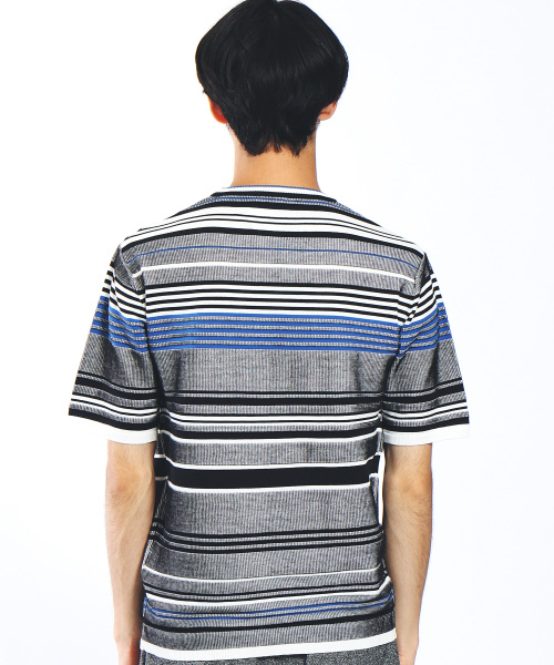 ABAHOUSE(アバハウス)の「ジャガードマルチボーダーTシャツ(Tシャツ/カットソー・メンズ・ブラック/ベージュ・48/46/44)」の12枚目の写真