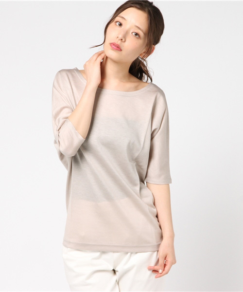 un dix cors(アンディコール)の「変形プルオーバー(Tシャツ/カットソー・レディース・サックスブルー/ホワイト/ネイビー/ベージュ・フリ-)」の2枚目の写真