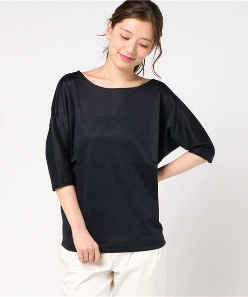 un dix cors(アンディコール)の「変形プルオーバー(Tシャツ/カットソー・レディース・サックスブルー/ホワイト/ネイビー/ベージュ・フリ-)」の3枚目の写真