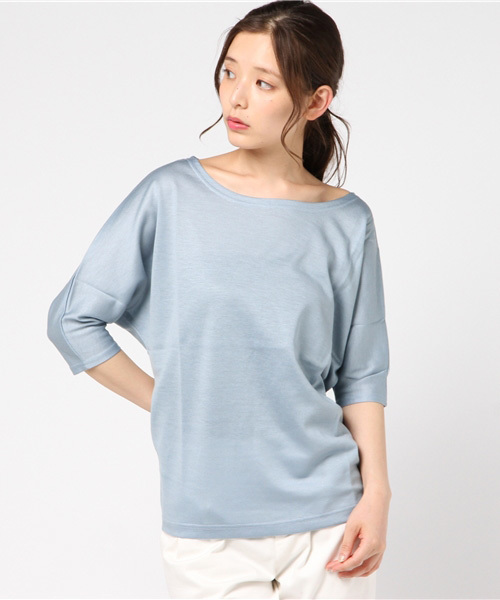 un dix cors(アンディコール)の「変形プルオーバー(Tシャツ/カットソー・レディース・サックスブルー/ホワイト/ネイビー/ベージュ・フリ-)」の4枚目の写真