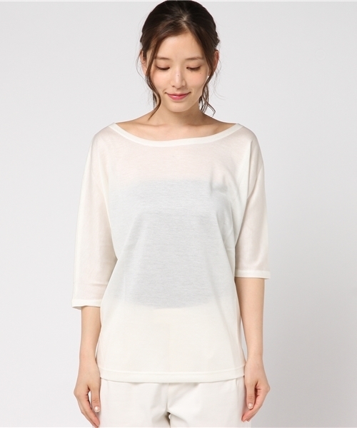 un dix cors(アンディコール)の「変形プルオーバー(Tシャツ/カットソー・レディース・サックスブルー/ホワイト/ネイビー/ベージュ・フリ-)」の5枚目の写真