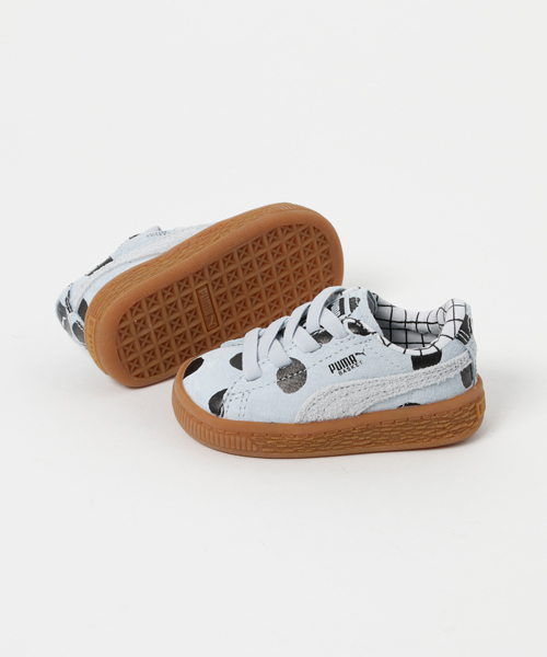 PUMA × tinycottons （プーマ x タイニーコットン）の「PUMA X TC BASKET NUBUCK INF (KIDS)（スニーカー・キッズ・グレー/アイボリー・13cm/14cm/15.0cm/16.0cm/12cm）」の3枚目の写真