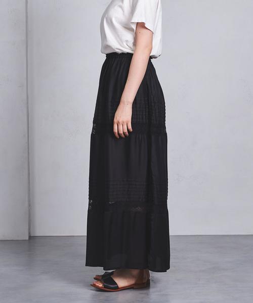 UNITED ARROWS（ユナイテッドアローズ）の「SFL ピンタック レースマキシスカート ◆（スカート・レディース・ホワイト/ブラック・FREE）」の5枚目の写真