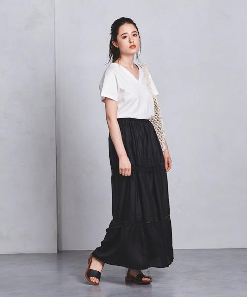 UNITED ARROWS（ユナイテッドアローズ）の「SFL ピンタック レースマキシスカート ◆（スカート・レディース・ホワイト/ブラック・FREE）」の6枚目の写真