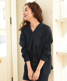 Luz Llena | [贅沢ジョーゼット]ドロップショルダー・スキッパーシャツ(シャツ/ブラウス)