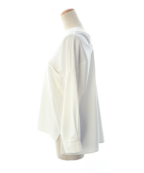 Luz Llena（ラズレナ）の「[贅沢ジョーゼット]ドロップショルダー・スキッパーシャツ（シャツ/ブラウス・レディース・オレンジ/オフホワイト/グレイッシュベージュ/ネイビー/ピンク・MEDIUM）」の9枚目の写真