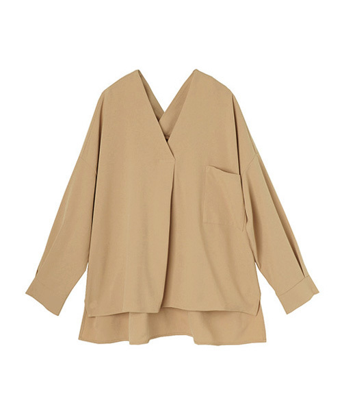 Luz Llena（ラズレナ）の「[贅沢ジョーゼット]ドロップショルダー・スキッパーシャツ（シャツ/ブラウス・レディース・オレンジ/オフホワイト/グレイッシュベージュ/ネイビー/ピンク・MEDIUM）」の10枚目の写真