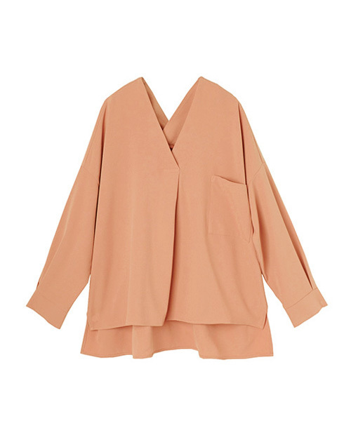 Luz Llena（ラズレナ）の「[贅沢ジョーゼット]ドロップショルダー・スキッパーシャツ（シャツ/ブラウス・レディース・オレンジ/オフホワイト/グレイッシュベージュ/ネイビー/ピンク・MEDIUM）」の12枚目の写真