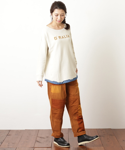 CUBE SUGAR（キューブシュガー）の「やわらか裏毛クルー（スウェット・レディース・ホワイト/カーキ/ブルー/チャコール・M）」の9枚目の写真