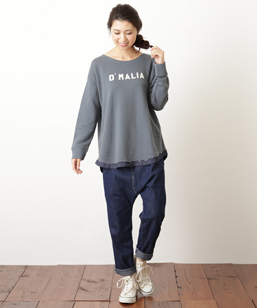 CUBE SUGAR（キューブシュガー）の「やわらか裏毛クルー（スウェット・レディース・ホワイト/カーキ/ブルー/チャコール・M）」の19枚目の写真