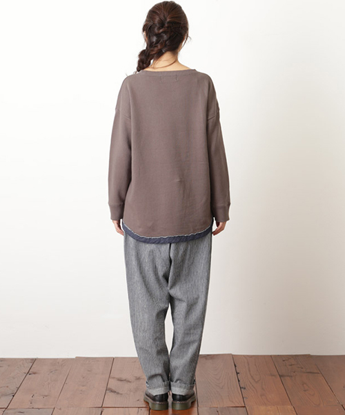 CUBE SUGAR（キューブシュガー）の「やわらか裏毛クルー（スウェット・レディース・ホワイト/カーキ/ブルー/チャコール・M）」の8枚目の写真