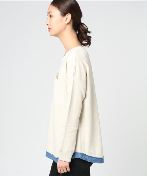 CUBE SUGAR（キューブシュガー）の「やわらか裏毛クルー（スウェット・レディース・ホワイト/カーキ/ブルー/チャコール・M）」の13枚目の写真