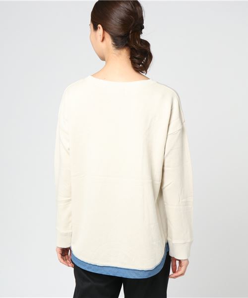 CUBE SUGAR（キューブシュガー）の「やわらか裏毛クルー（スウェット・レディース・ホワイト/カーキ/ブルー/チャコール・M）」の21枚目の写真