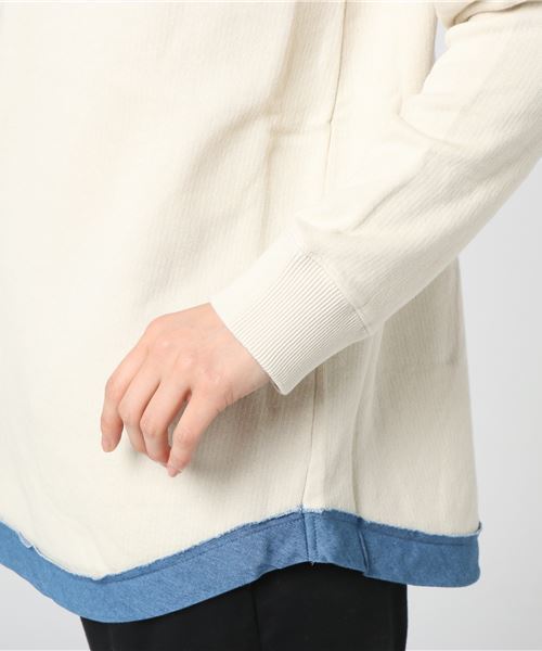 CUBE SUGAR（キューブシュガー）の「やわらか裏毛クルー（スウェット・レディース・ホワイト/カーキ/ブルー/チャコール・M）」の11枚目の写真