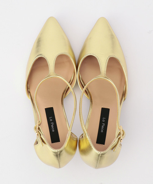 La Piece（ラピエス）の「La piece Tストラップパンプス（パンプス・レディース・ブラック/ゴールド・23/24/23.5）」の3枚目の写真