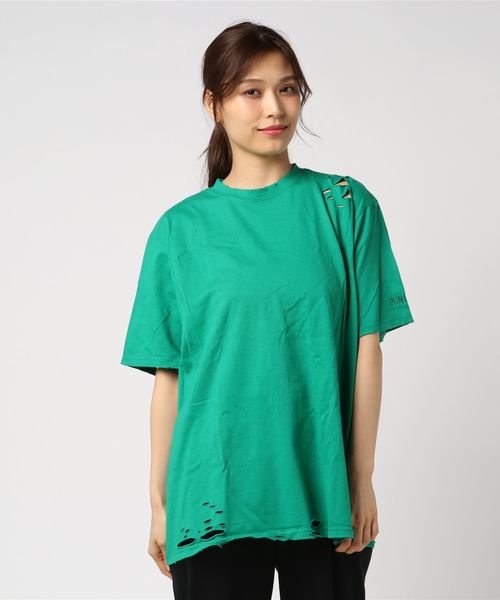 PUNYUS（プニュズ）の「クラッシユTシャツ（Tシャツ/カットソー・レディース・イエロー/パープル/ホワイト/ブラック/グリーン・3/4）」の6枚目の写真