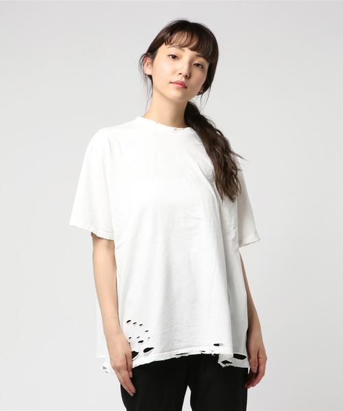 PUNYUS（プニュズ）の「クラッシユTシャツ（Tシャツ/カットソー・レディース・イエロー/パープル/ホワイト/ブラック/グリーン・3/4）」の2枚目の写真