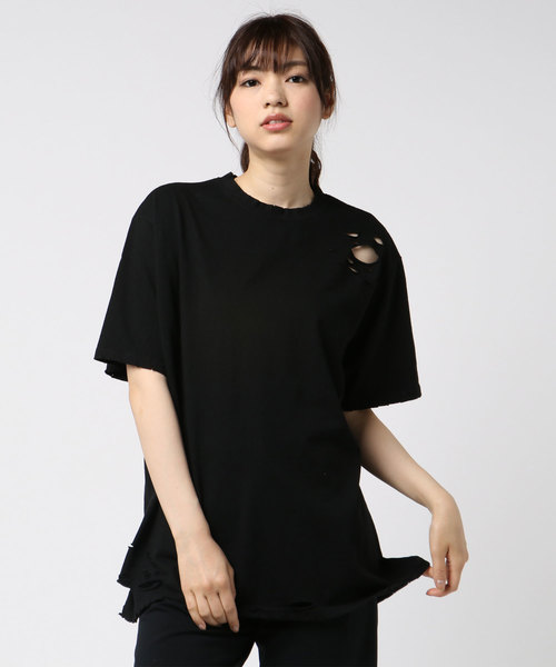 PUNYUS（プニュズ）の「クラッシユTシャツ（Tシャツ/カットソー・レディース・イエロー/パープル/ホワイト/ブラック/グリーン・3/4）」の3枚目の写真