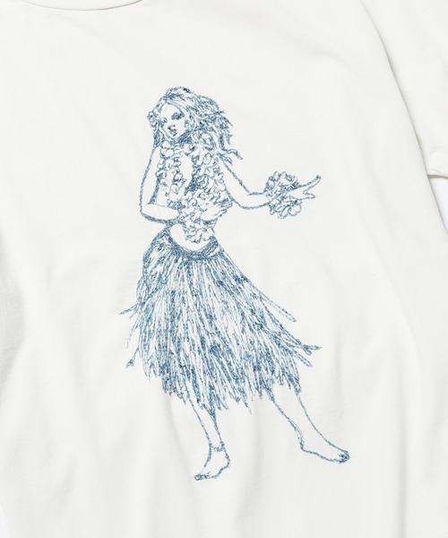 REMI RELIEF(レミレリーフ)の「REMI RELIEF/レミレリーフ スペシャル加工 プリント Tシャツ フラダンス 刺繍 半袖Tシャツ(Tシャツ/カットソー・メンズ・ホワイト・M/L/XL)」の13枚目の写真