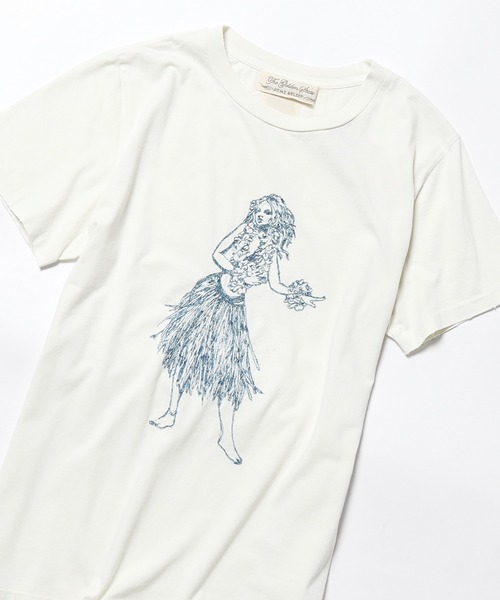 REMI RELIEF(レミレリーフ)の「REMI RELIEF/レミレリーフ スペシャル加工 プリント Tシャツ フラダンス 刺繍 半袖Tシャツ(Tシャツ/カットソー・メンズ・ホワイト・M/L/XL)」の8枚目の写真