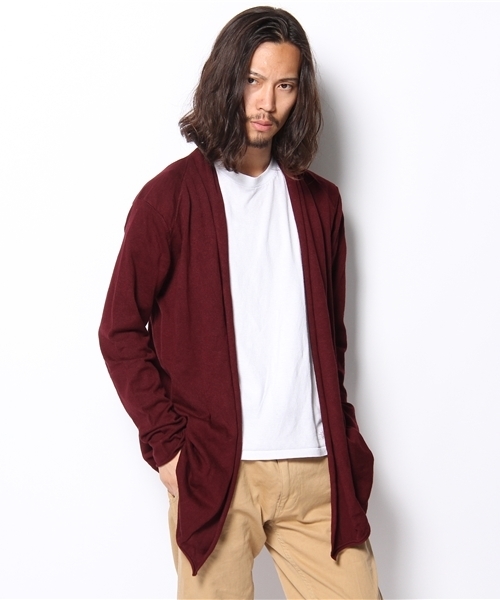 WEGO（ウィゴー）の「ボタンレスドレープ長袖カーディガン（カーディガン/ボレロ・メンズ・ブラック/ワイン・SMALL/MEDIUM）」の2枚目の写真