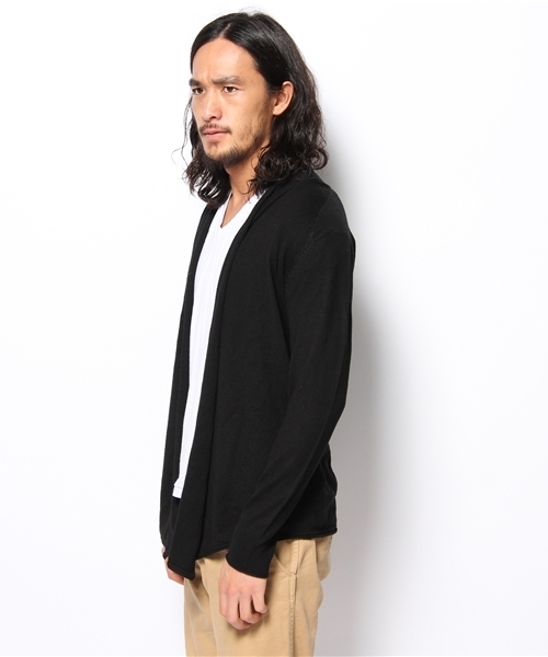 WEGO（ウィゴー）の「ボタンレスドレープ長袖カーディガン（カーディガン/ボレロ・メンズ・ブラック/ワイン・SMALL/MEDIUM）」の4枚目の写真