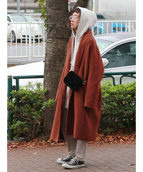 Ungrid(アングリッド)の「ダブルフェイスガウンコート(その他アウター・レディース・ヘザーグレー/ダークオレンジ・SMALL/MEDIUM)」の13枚目の写真