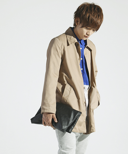 WEGO（ウィゴー）の「WEGO/ステンカラーコート（ステンカラーコート・メンズ・ブラック/ベージュ/ネイビー/オレンジ・MEDIUM/LARGE）」の3枚目の写真