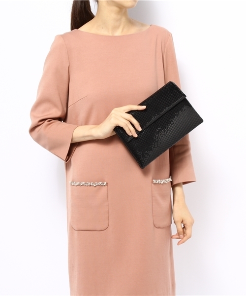 ROSE BUD（ローズバッド）の「【VERY掲載】(RADIANZE) 10756-3A AMESH CLUTCH BAG（クラッチバッグ・レディース・ブラック/アイボリー/ホワイト×ブラック・ONE SIZE）」の10枚目の写真