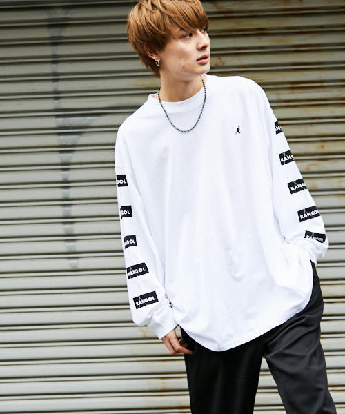 kutir(クティール)の「KANGOL ビックロングスリーブTシャツ(Tシャツ/カットソー・メンズ・ホワイト/ブラック・MEDIUM/LARGE)」の1枚目の写真