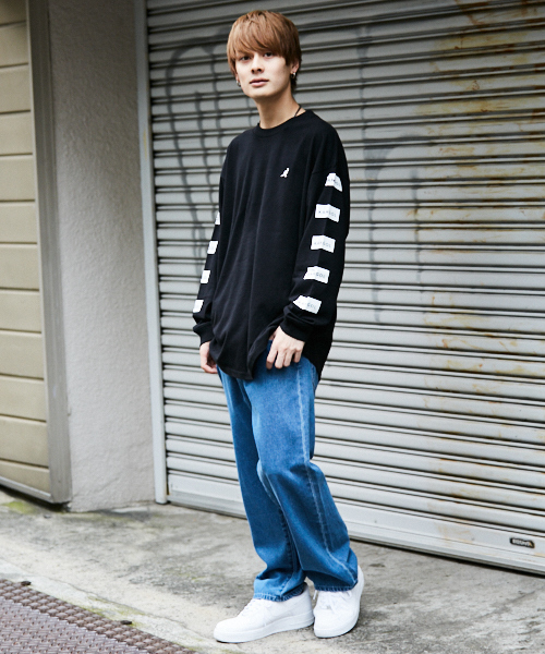 kutir(クティール)の「KANGOL ビックロングスリーブTシャツ(Tシャツ/カットソー・メンズ・ホワイト/ブラック・MEDIUM/LARGE)」の4枚目の写真