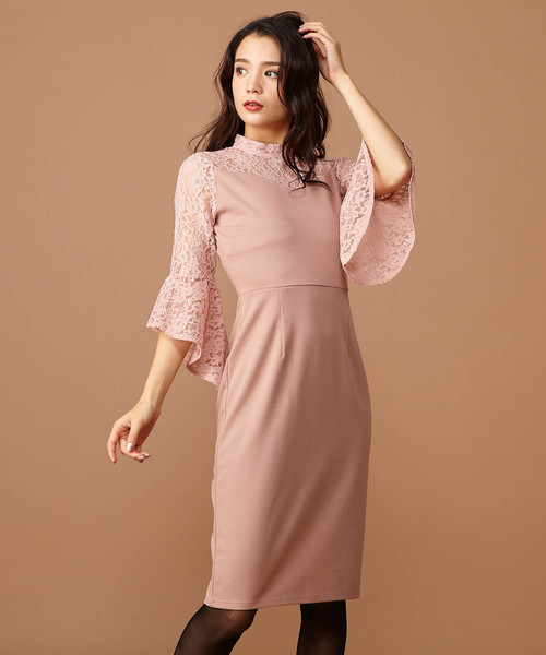 Royal Party ロイヤルパーティー の レースフレアスリーブタイトワンピース ドレス Wear