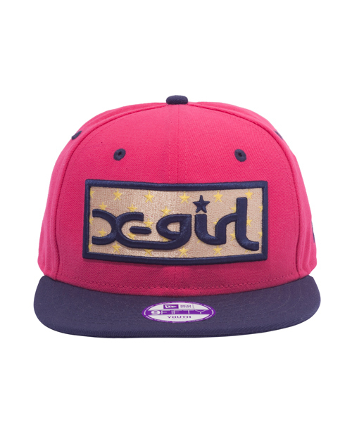 X-girl Stages（エックスガールステージス）の「XGS★ × NEW ERA “BOX LOGO”（キャップ・キッズ・ピンク/パープル・ONE SIZE）」の3枚目の写真