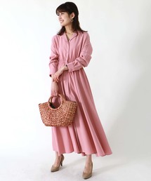 【HERCLOSET】ウエストギャザーシャツワンピース