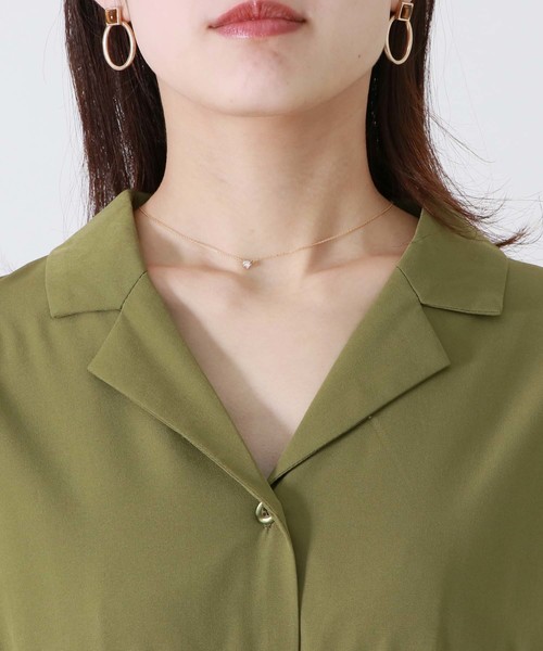 HER CLOSET（ハークローゼット）の「【HERCLOSET】ウエストギャザーシャツワンピース（シャツワンピース・レディース・ベージュ/カーキ/ピンク/グレー系その他・M）」の7枚目の写真